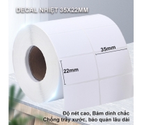 Decal mã vạch hàng 2 tem khổ 35x22mm dài 30m ~2500 tem/cuộn (tem nhiệt)