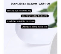 Decal mã vạch hàng 2 tem khổ 35x22mm dài 30m ~2500 tem/cuộn (tem nhiệt)